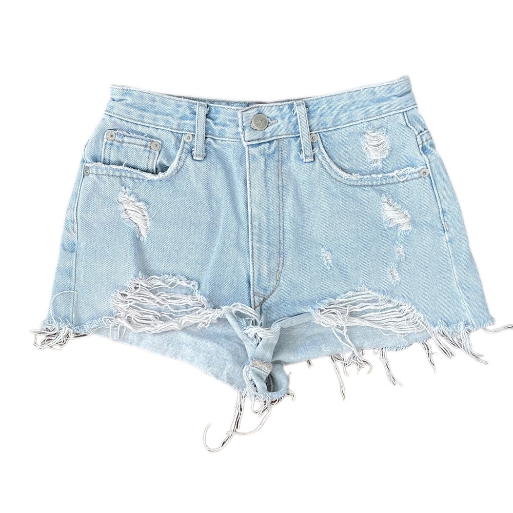Lovers + Friends Distressed Missing Pocket High-Rise Cut-Off Denim Shorts